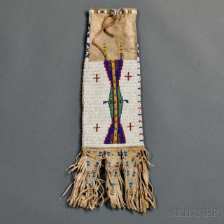 Appraisal: Lakota Beaded Hide Pipe Bag c late th century beaded