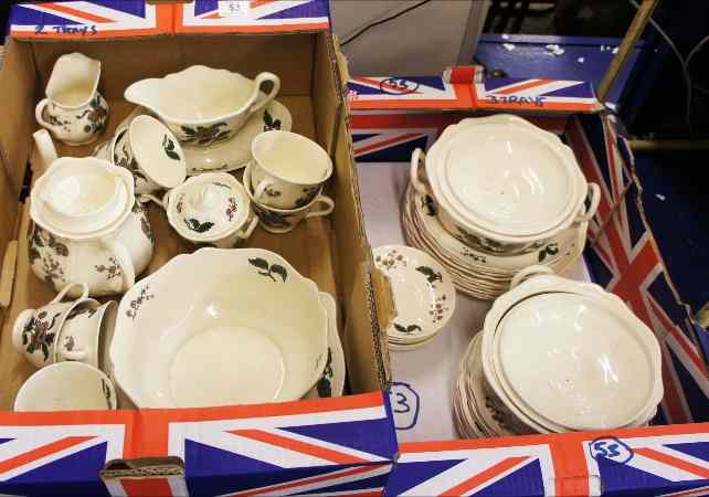 Appraisal: Three Trays of Wedgwood Mandarin Tea and Dinner Wares including