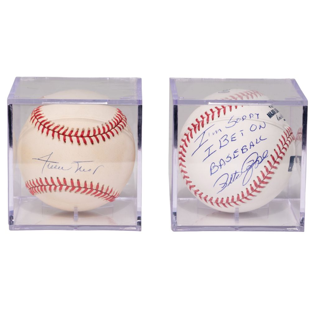 Appraisal: WILLIE MAYS AND PETE ROSE AUTOGRAPHED BASEBALLSEncased official league baseballs