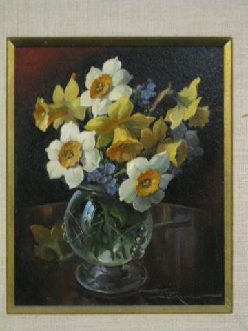 Appraisal: Henry Mornier Oil floral Still Life oil on masonite image