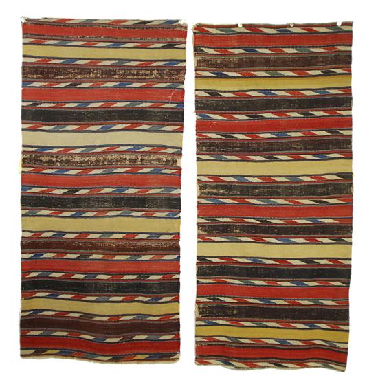 Appraisal: TWO CAUCASIAN KILIM PANELS late th century feet x feet