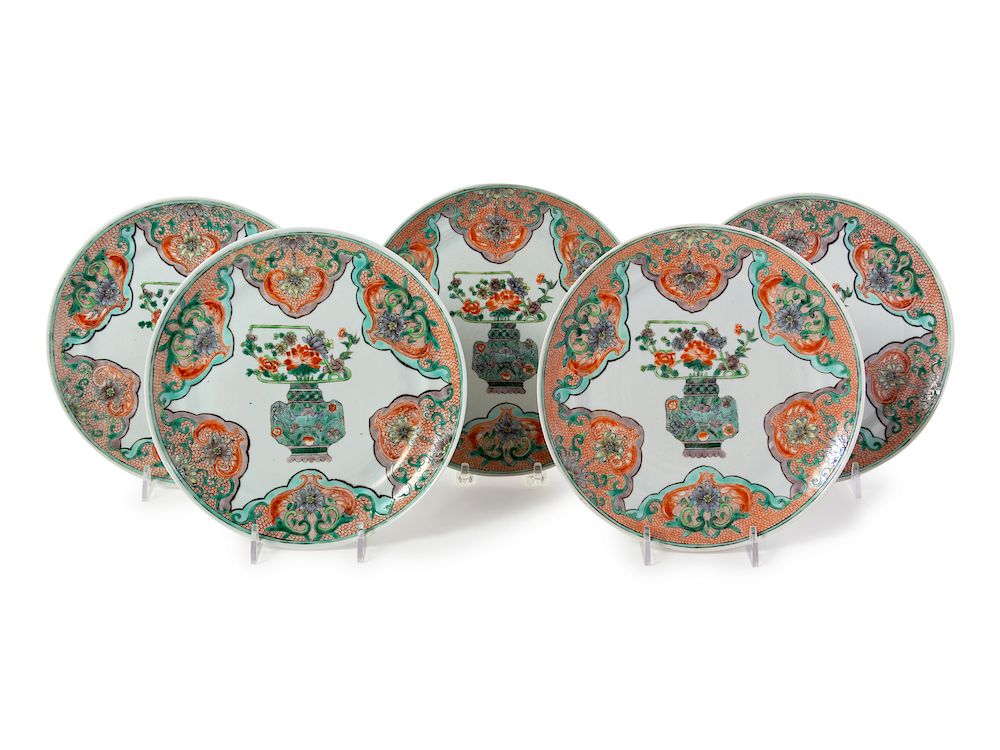 Appraisal: Five Chinese Export Famille Verte Porcelain Plates Each diam in