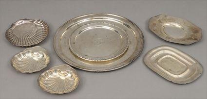 Appraisal: Seven American Sterling Silver Articles Including round trays and shell-form