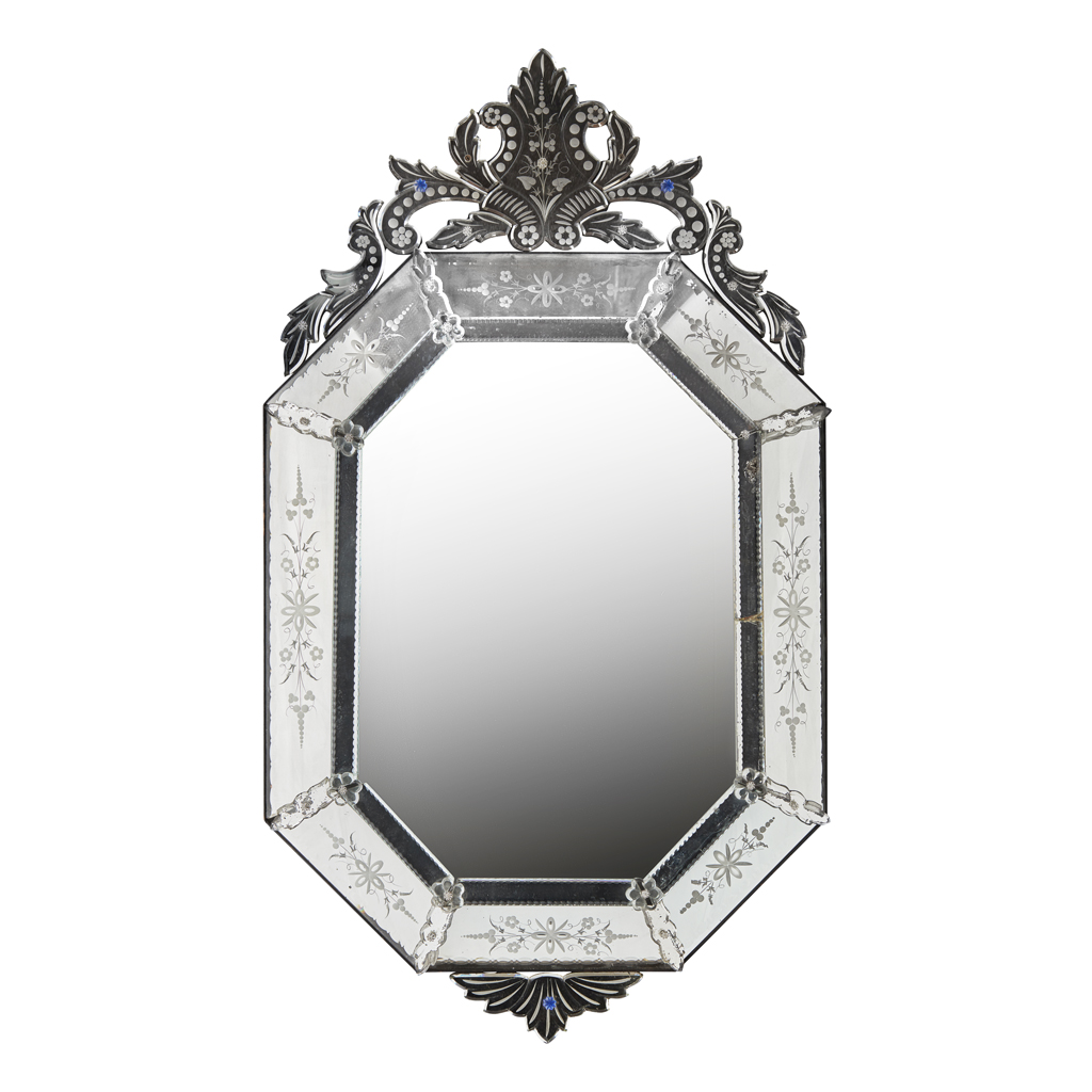 Appraisal: VENETIAN WALL MIRROR LATE TH CENTURY the octagonal bevelled mirror