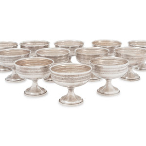 Appraisal: A Set of Twelve American Silver Sorbet Cups M Fred