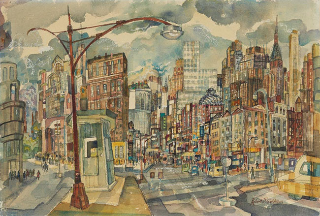 Appraisal: Robert Douglas Goldman American b Bustling City c watercolor paper