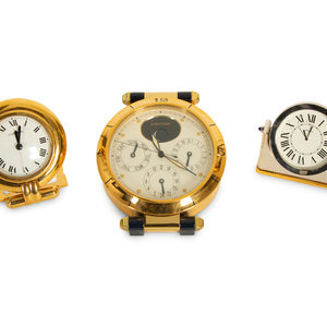 Appraisal: Three Cartier Desk Clocks th Century comprising a Colisee and