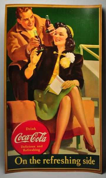 Appraisal: Vertical Cardboard Coca-Cola Poster Description Great color and graphics not