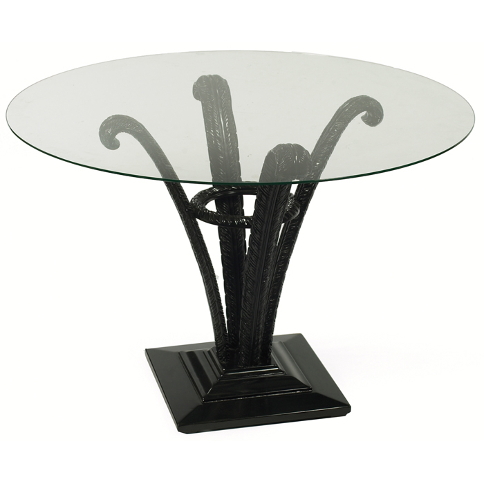 Appraisal: Grosfeld House table four plumes round glass top