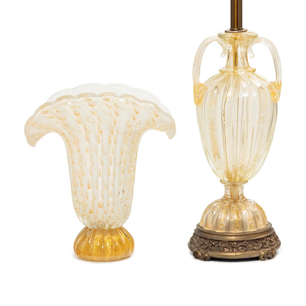 Appraisal: An Italian Glass Urn Mounted as a Table Lamp An