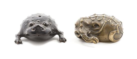 Appraisal: Sale Lot Two Bronze Articles one depicting a toad the