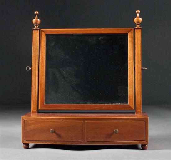 Appraisal: George III style stringer inlaid mahogany shaving stand th century