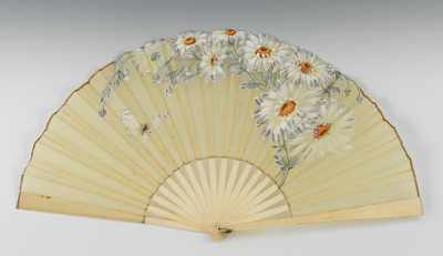 Appraisal: An Ivory Silk Hand Painted Hand Fan With - L