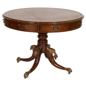 Appraisal: A George III Style Mahogany Drum Table th th Century