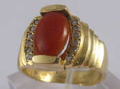 Appraisal: A yellow metal tests carat gold red hardstone and diamond