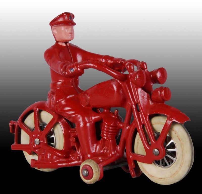 Appraisal: Cast Iron Hubley Harley Motorcycle Toy Description Policeman rider with