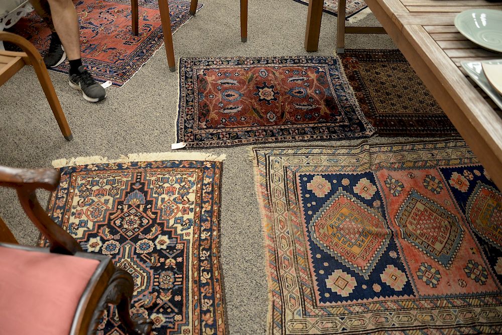 Appraisal: Four antique Oriental throw rugs ' x ' ' x