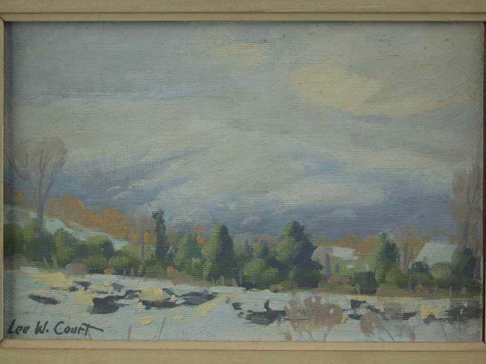 Appraisal: OIL ON CANVAS BOARD - Winter scene with farm houses