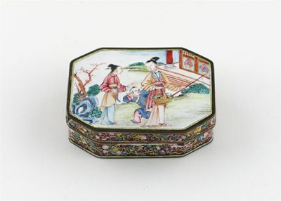 Appraisal: A Chinese Canton enamel rectangular box and cover painted with