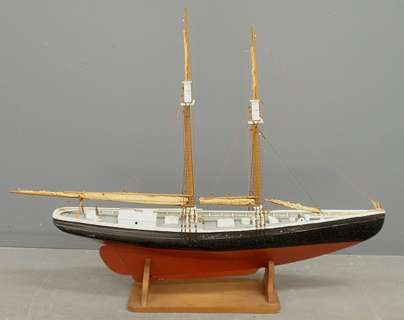 Appraisal: - Ship model of a Gloucester two-masted schooner with lead