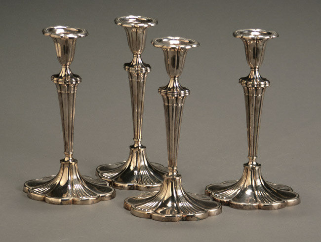 Appraisal: Set of Four Gorham Silver Plate Candlesticks Providence Dated Each