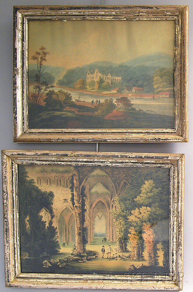 Appraisal: Two Early Framed Aquatints th century depicting architectural scenes ht