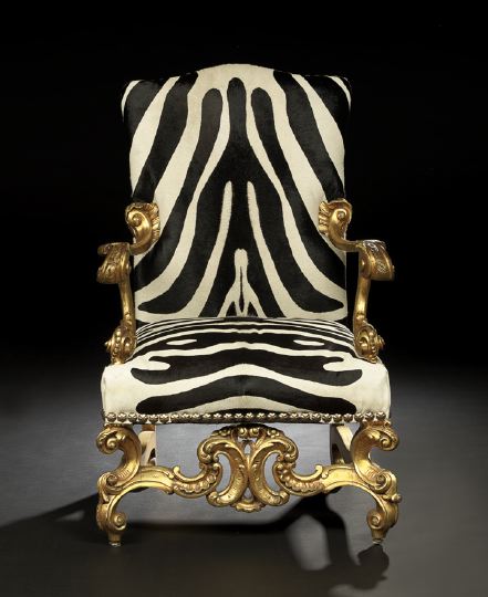 Appraisal: Baronial-Style Giltwood Fauteuil early th century by Ralph Lauren the