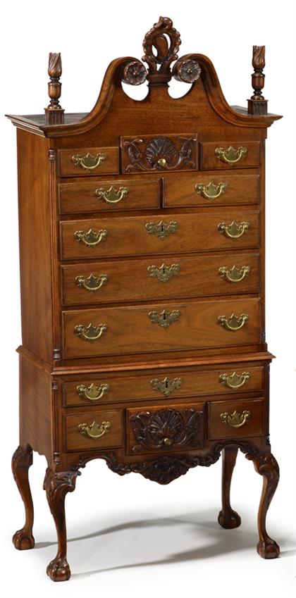 Appraisal: Miniature Chippendale mahogany high chest th century