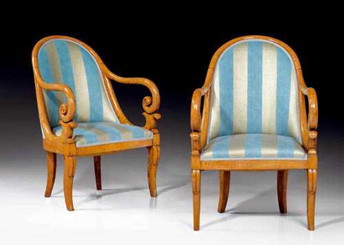 Appraisal: SMALL SUITE OF MAPLEWOOD SEATING FURNITURE Restauration Paris circa Comprising