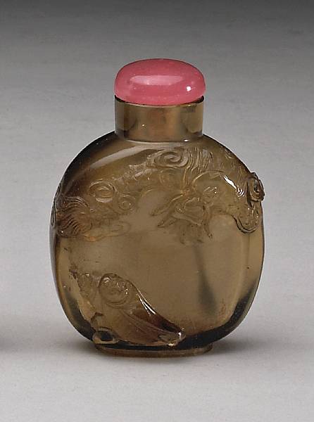 Appraisal: A good smoky quartz snuff bottle th Century Well hollowed