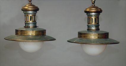 Appraisal: Pair of Large Hanging Lights