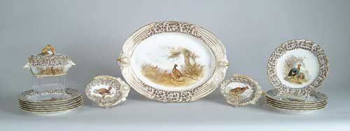 Appraisal: ROYAL WORCESTER SEVENTEEN PIECE HAND PAINTED GAME BIRD SET Royal