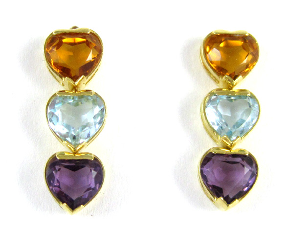 Appraisal: PAIR OF CITRINE TOPAZ AND AMETHYST EARRINGS each k yellow