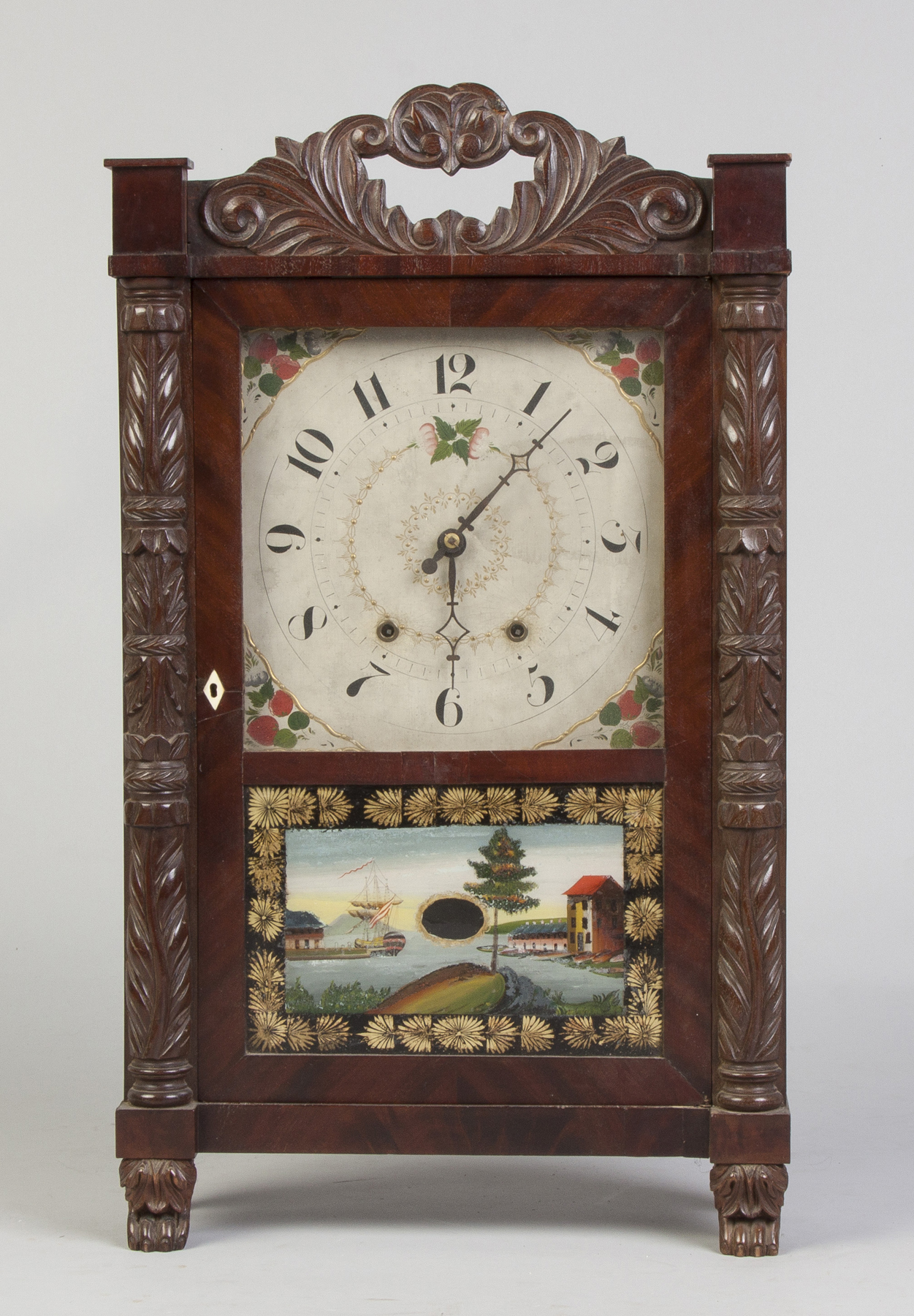 Appraisal: Mark Leavenworth Shelf Clock Mahogany case crest is an old