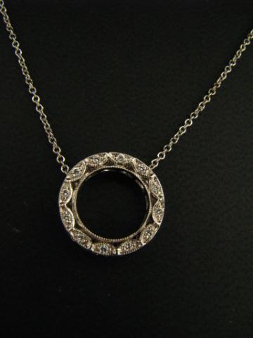 Appraisal: Tacori Designer K white gold Diamond Circle Pendant with ''