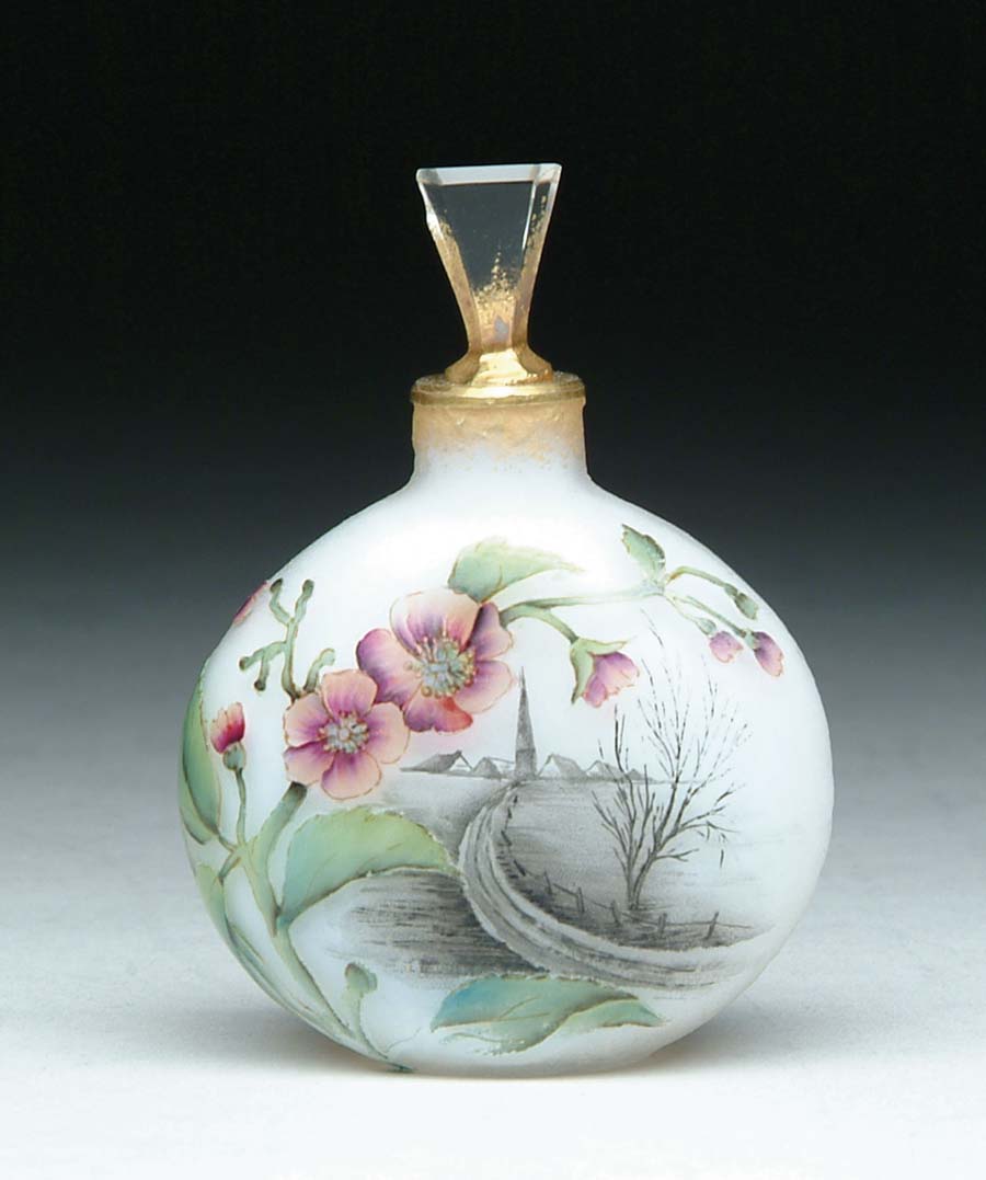 Appraisal: DAUM CAMEO AND ENAMEL SCENT BOTTLE Spectacular Daum scent bottle