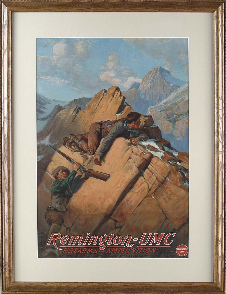 Appraisal: FRAMED REMINGTON UMC ADVERTISING POSTER OR CALENDAR TOP TITLED A