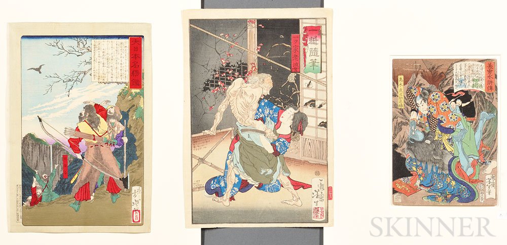 Appraisal: Three Yoshitoshi - Woodblock Prints Japan th century one from