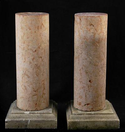 Appraisal: PAIR OF ITALIAN ROSSO VERONA MARBLE PEDESTALS Of cylindrical form