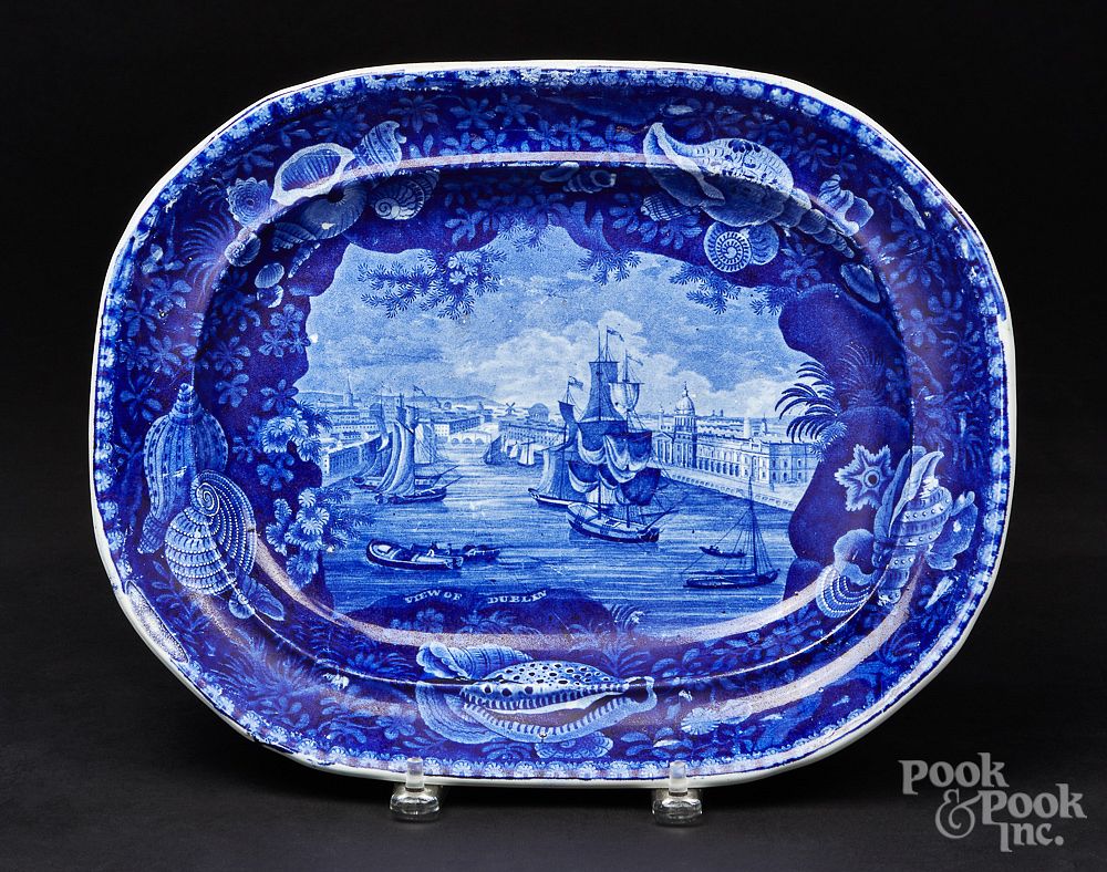 Appraisal: Historical blue Staffordshire platter Historical blue Staffordshire View of Dublin