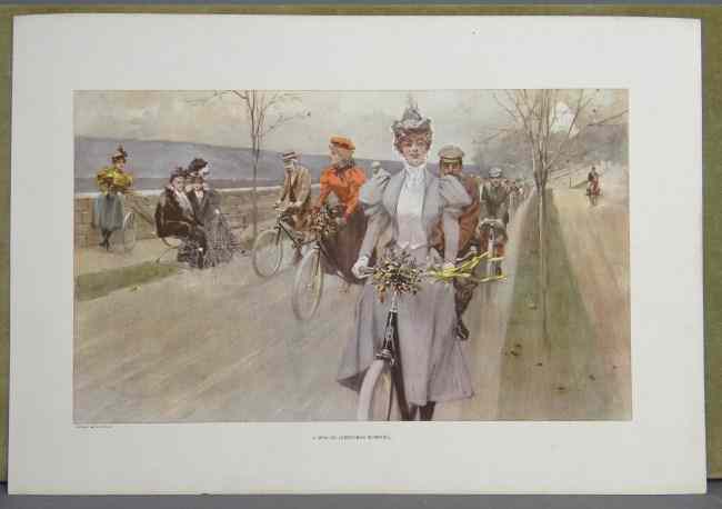 Appraisal: Columbia lithograph some damage in front of male rider ''