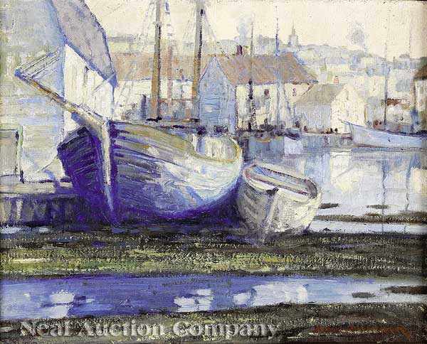 Appraisal: Knute Heldner Swedish New Orleans - Low Tide Gloucester Harbor