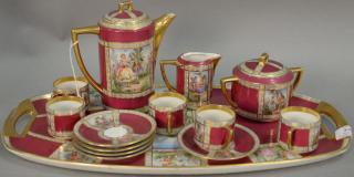 Appraisal: Czechoslovakian porcelain coffee set with tray coffee pot creamer sugar