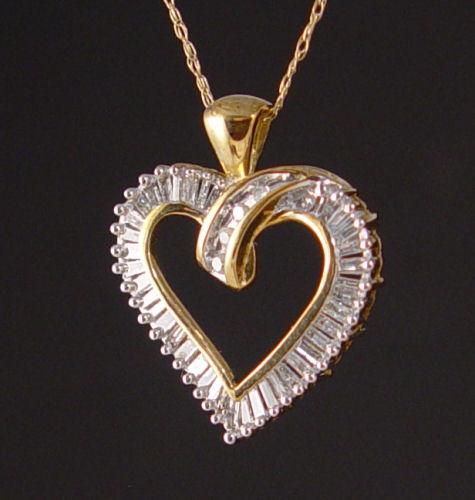 Appraisal: K DIAMOND HEART PENDANT K yellow gold heart shaped pendant