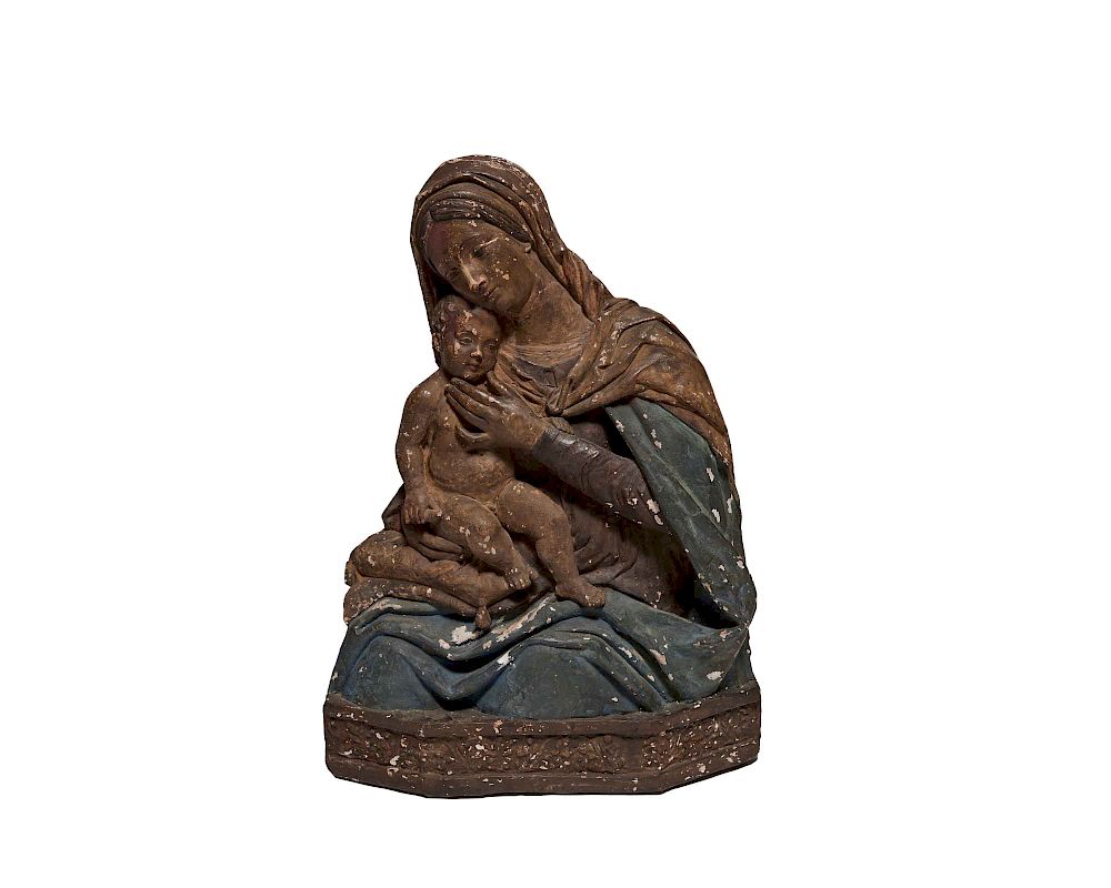 Appraisal: Terracotta Polychromed Madonna and Child Terracotta Polychromed Madonna and Child