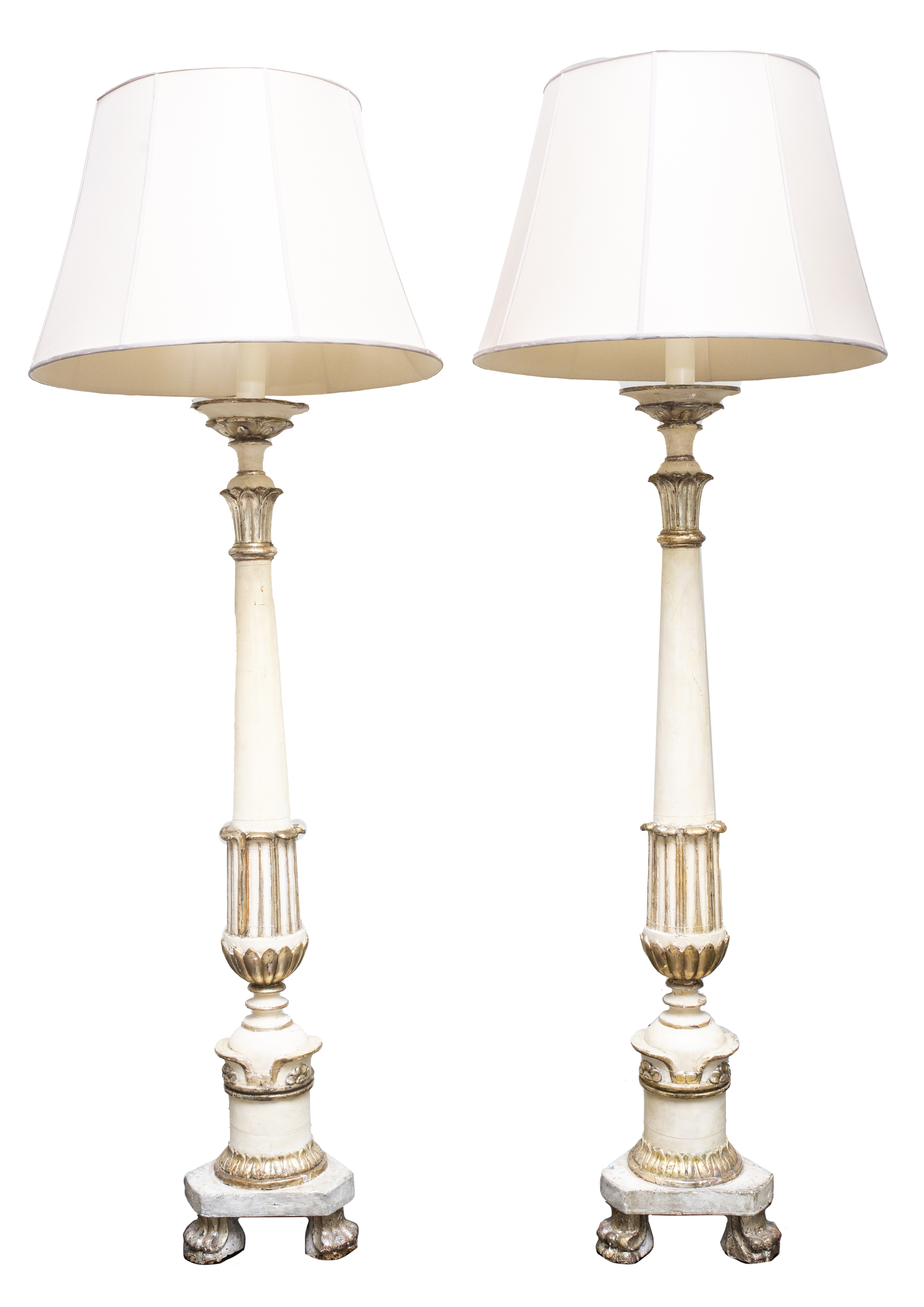 Appraisal: ITALIAN BAROQUE PARCEL GILT TORCHIERE FLOOR LAMPS Italian Baroque pair