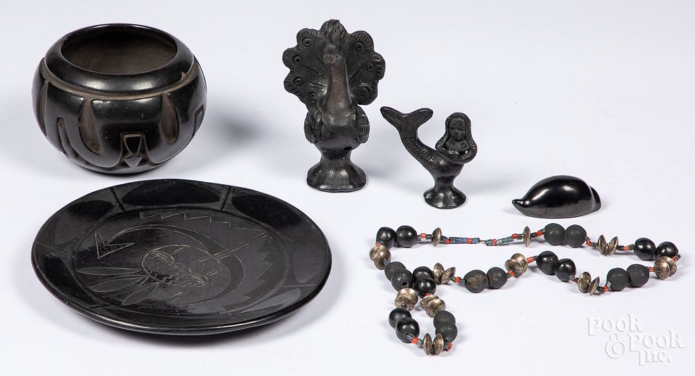 Appraisal: Southwestern Indian blackware pottery Three pieces of Southwestern Indian blackware