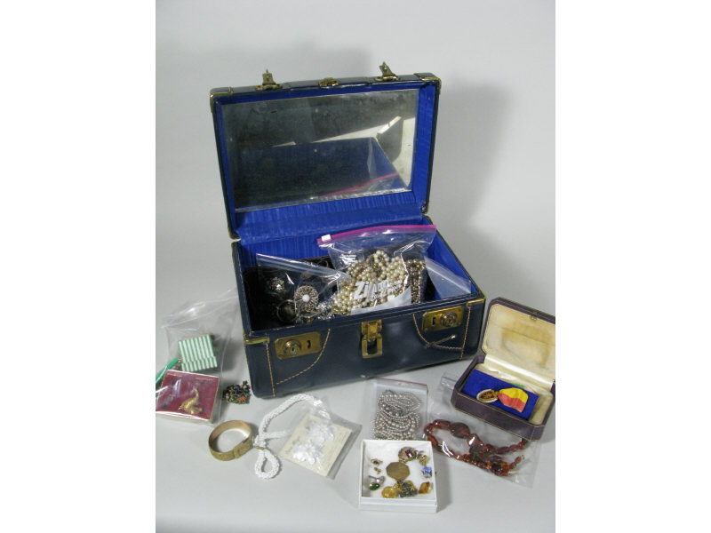 Appraisal: Estate Costume Jewelry and Vintage Traveling Case including a Victorian