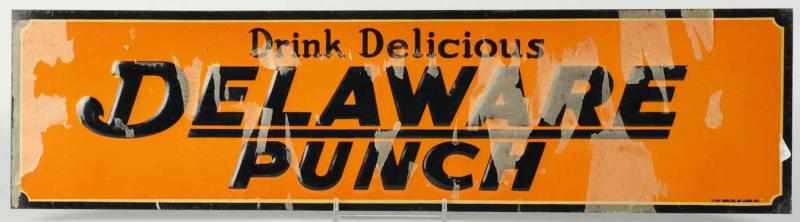 Appraisal: Embossed Tin Delaware Punch Sign Description Circa s Beautiful new