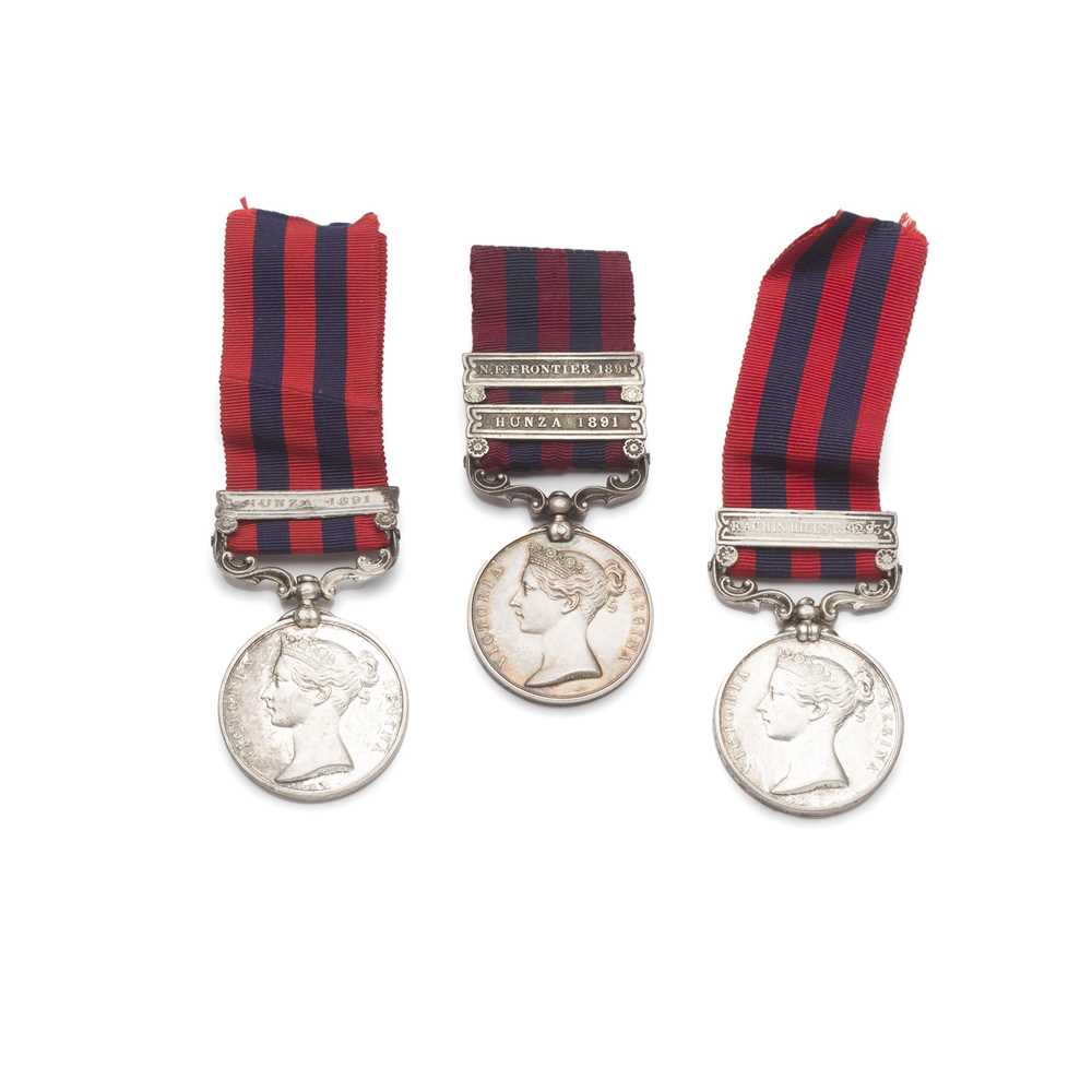 Appraisal: A GROUP OF THREE INDIA GENERAL SERVICE MEDALS N E